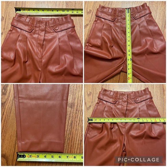 NWOT Ann Taylor The Faux Leather Paperbag Ankle Pants in Morrocan Spice Size 00 - Picture 15 of 15